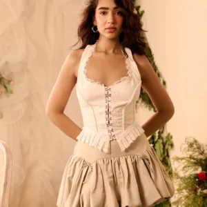 Chic Tan Balloon Mini Skirt