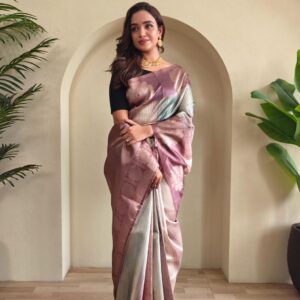 Multi-color Digital Print Silk Weaving Saree with Zari border