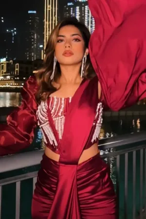 Aalia Burgundy Wrap Pre-Stitched Saree 5 Burgundy Pre Stitched Saree 003