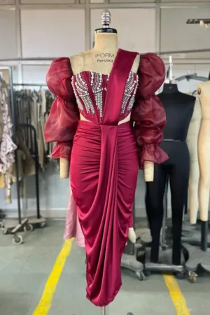 Aalia Burgundy Wrap Pre-Stitched Saree 8 Burgundy Pre Stitched Saree005