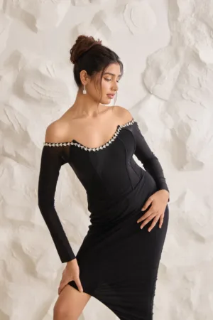 Rhinestone Midi Dress Sona Mart 001