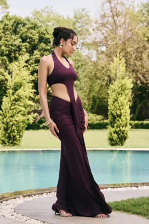 Elina Plum Modal Draped Top 3 Sona Mart Plum Modal Coord Set6