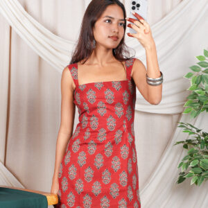 Close-up of authentic Hand Block Print on Avani cotton kurti