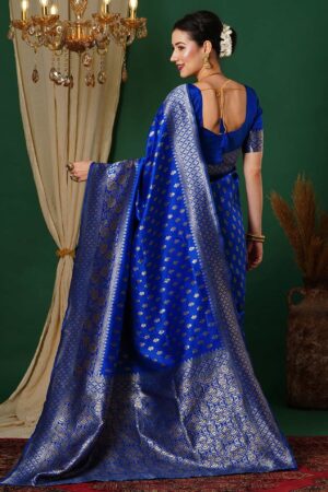 Regal Blue Silk Woven Banarasi Saree 4 Regal Blue Silk Woven Banarasi Saree