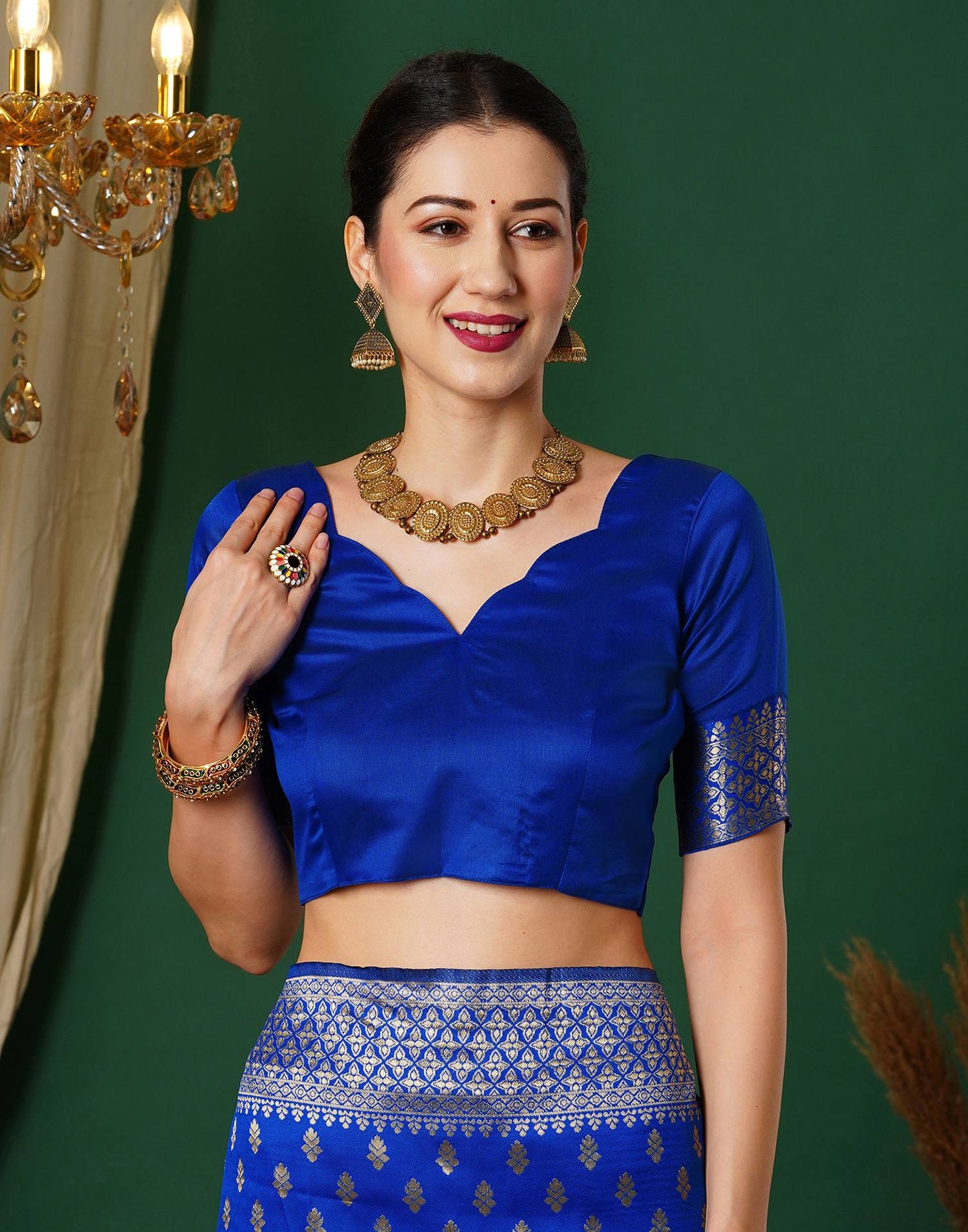 Regal Blue Silk Woven Banarasi Saree sona mart Regal Blue Silk Woven Banarasi Saree sona mart