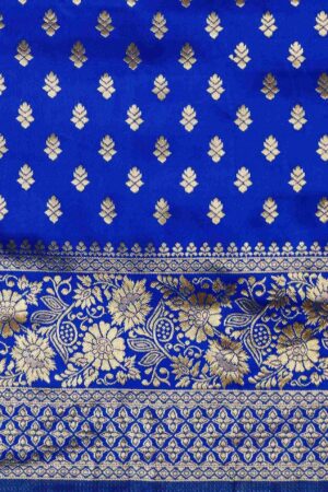 Regal Blue Silk Woven Banarasi Saree 7 Regal Blue Silk Woven Banarasi Saree sona mart