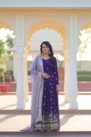 Embroidered Zari Sequins Work Gown Sona Mart4