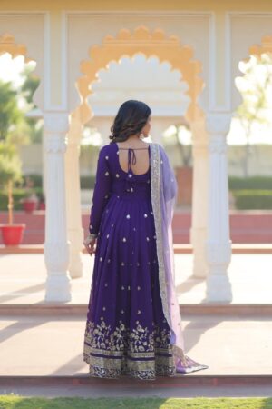 Embroidered Zari Sequins Work Gown Sona Mart6
