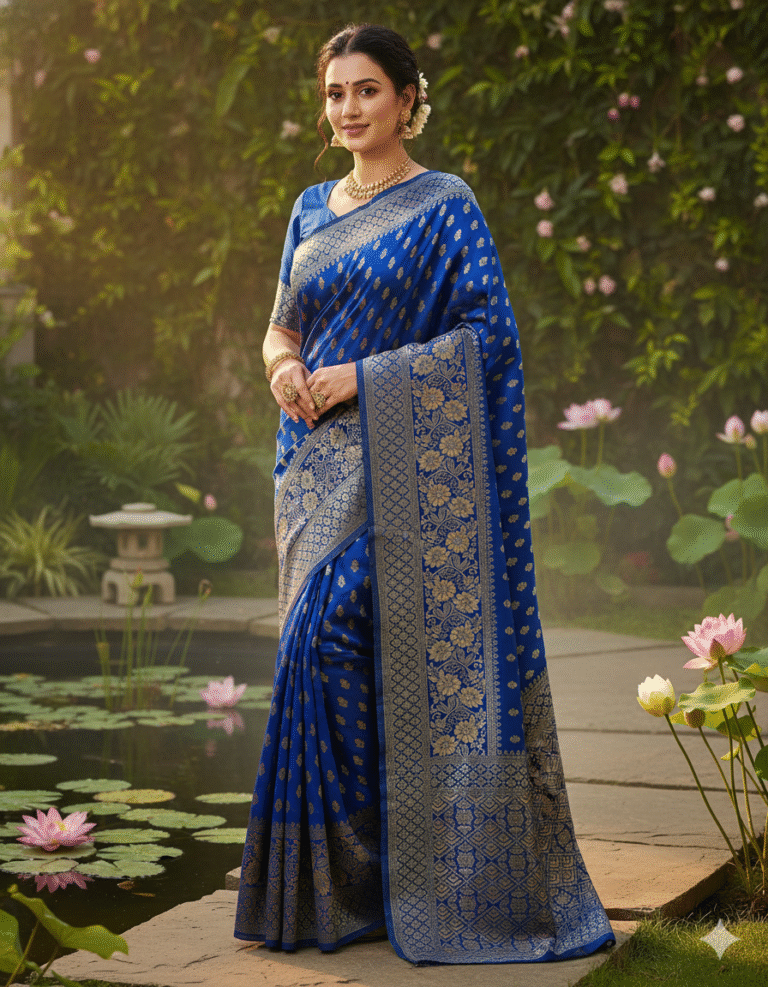 Regal Blue Silk Woven Banarasi Saree