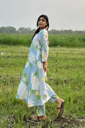 Grey Printed Embroidered Cotton Co-Ord Set 4 grey2