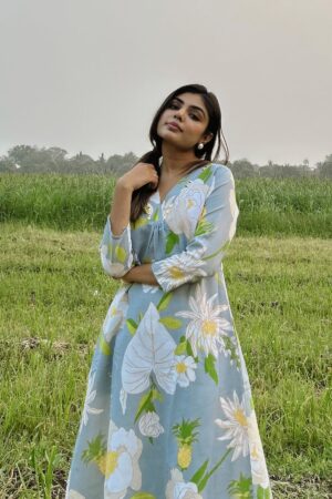 Grey Printed Embroidered Cotton Co-Ord Set 3 grey3