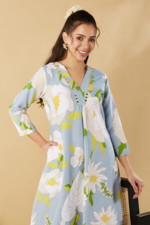 Grey Printed Embroidered Cotton Co-Ord Set 6 grey5