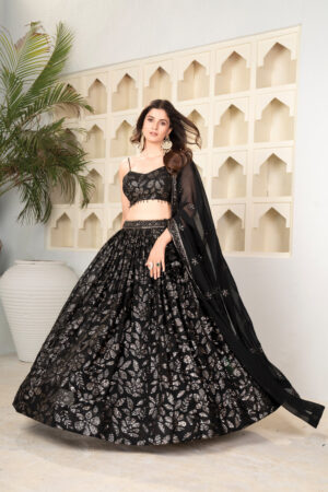 Aishwarya Dazzling Black Sequins Embroidered Traditional Lehenga Choli 4 Black Sequins Lehenga Choli Sona Mart2