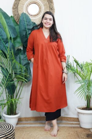 A-line Kurta with Pockets Sona Mart 2 Rust A line Kurta with Pockets Sona Mart scaled