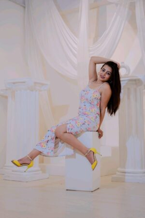 Floral Print Corset Midi Dress with Slit Sona Mart