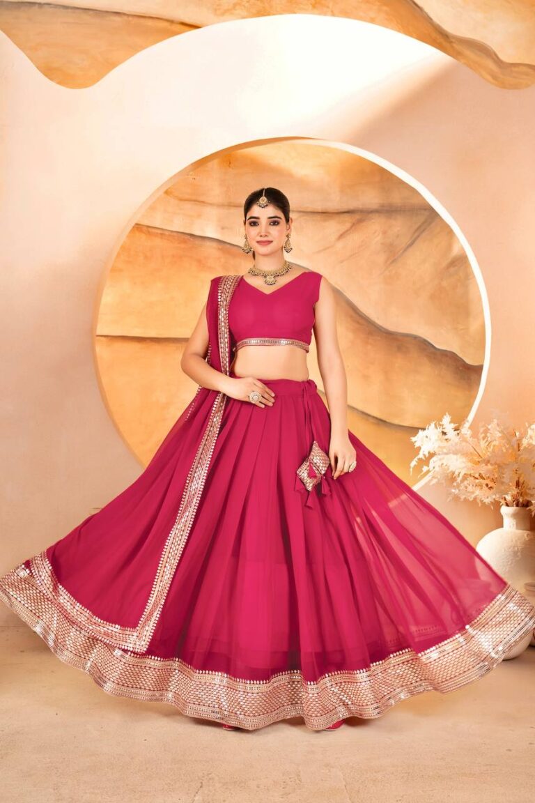 Catalina’s Dazzling Pink Sequin Embroidered Lehenga Choli