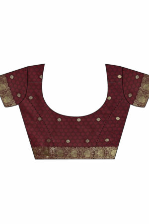Maroon Woven Silk Blend Saree 5 Maroon Woven Silk Blend Saree Blouse
