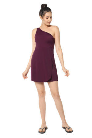 Chic One Shoulder Padded Swim Dress Sona Mart