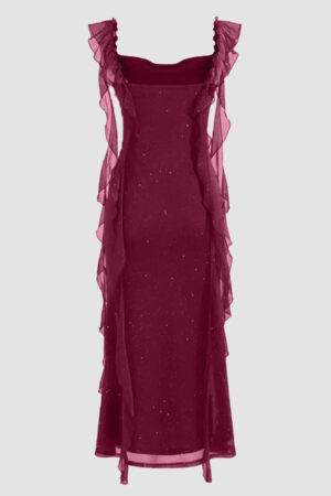 Square Neck Bodycon Midi Dress in Maroon 2 1296x