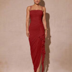 Dark Red High Slit Bodycon Dress