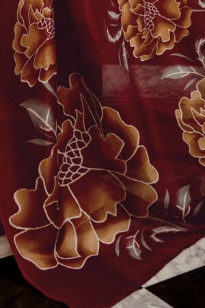 Maroon Khadi Floral Printed Saree with Unstitched Blouse 11 70104S211 13