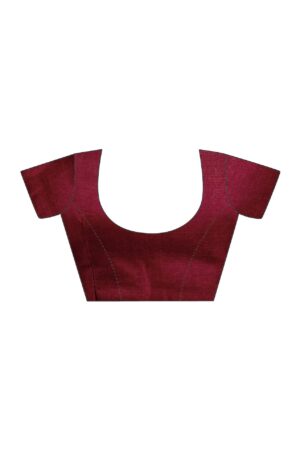 Maroon Khadi Floral Printed Saree with Unstitched Blouse 13 Maroon dyed khadi unstitched blouse piece for Sona Mart saree