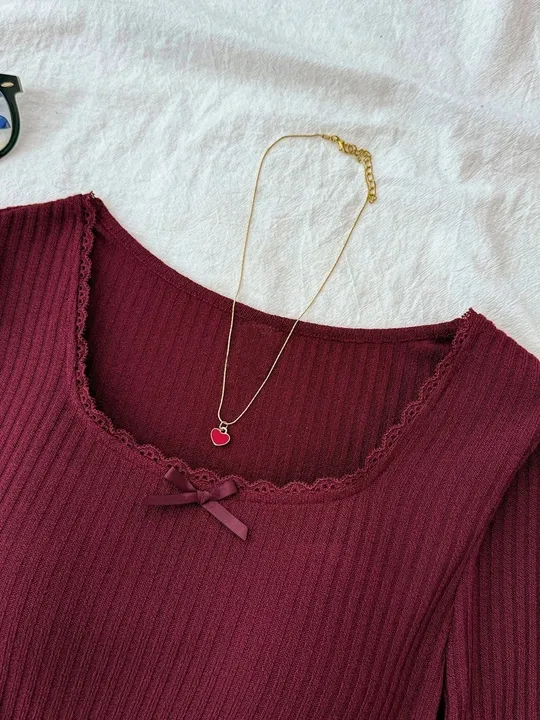 Lace-Trimmed Strapless Long Sleeve Top0 Lace Trimmed Strapless Long Sleeve Top0