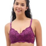 Premium Wine Lace Padded Non-Wired Bra