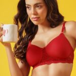 Non padded Red Cotton-Rich Spacer Cup Bra