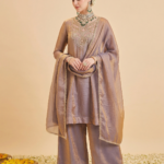 Purple Silk Embroidered Anarkali Set