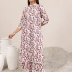 Off-White Floral Printed Pure Cotton Kurta Set