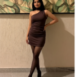 Chocolate Brown One-Shoulder Scarf Mini Dress