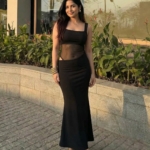 Black Mesh Cutout Maxi Dress
