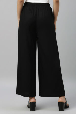 Black Woven Viscose Basic Palazzo