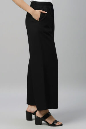 Black Woven Viscose Basic Palazzo
